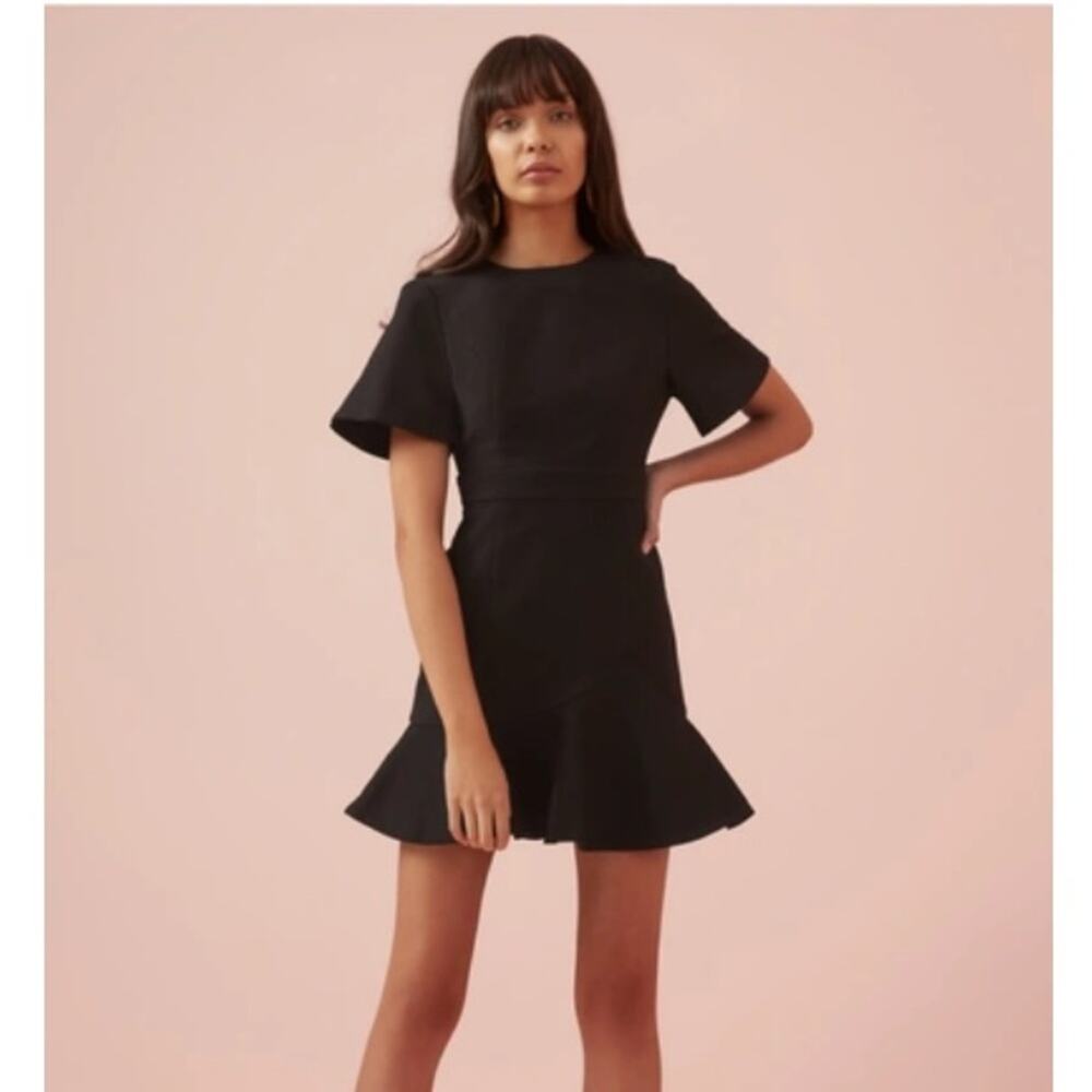 Finders Keepers black Francis open back ruffle mini dress size Small US 4 NWT